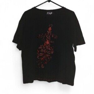 Ed Hardy X Siberia Hills Boxy Cropped Tee Women's Medium "Heaven Las Vegas"
